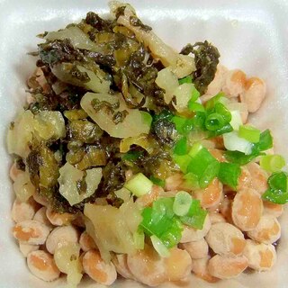 壬生菜と小葱の納豆